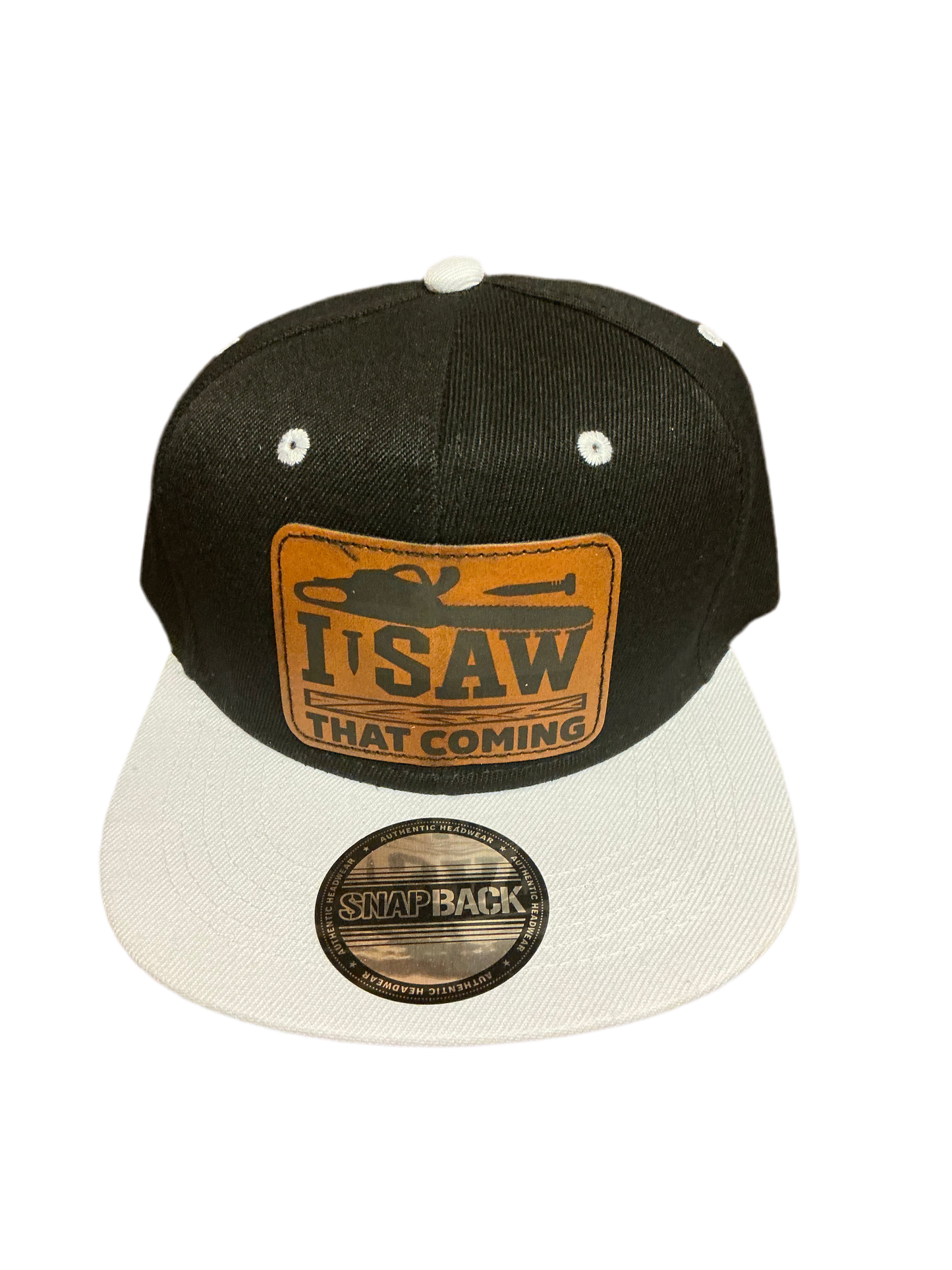 I saw that coming tree work, leather patch baseball hat