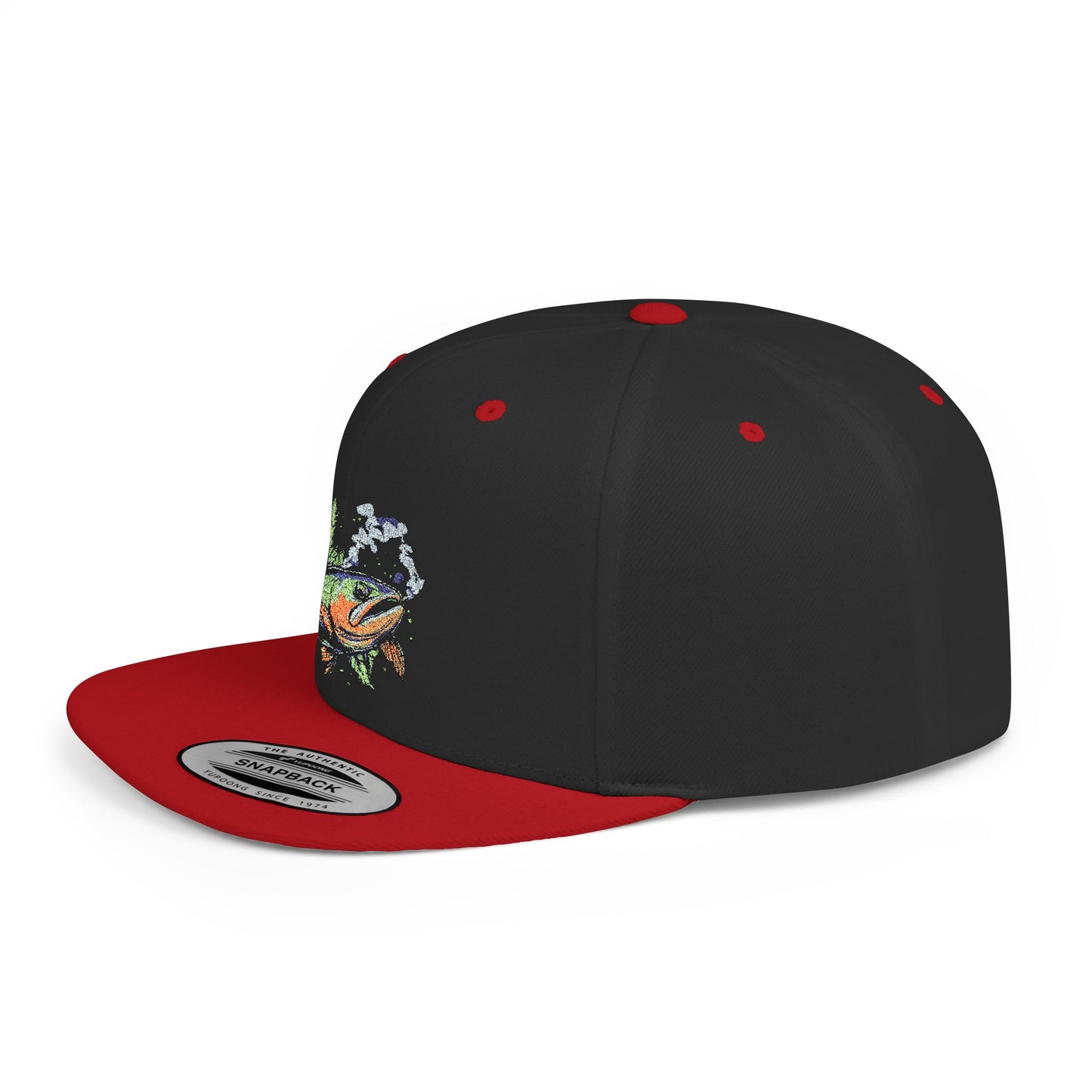 Fish-themed Flat Bill Snapback Hat - Perfect for Outdoor Enthusiasts