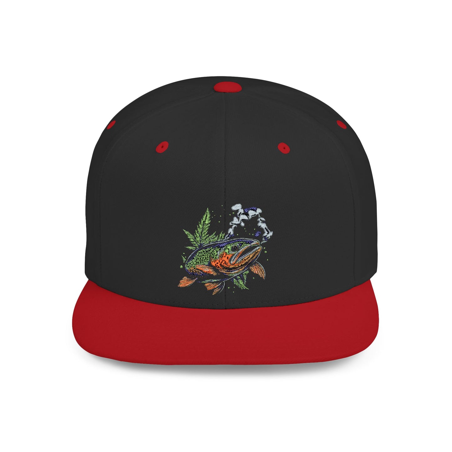 Fish-themed Flat Bill Snapback Hat - Perfect for Outdoor Enthusiasts