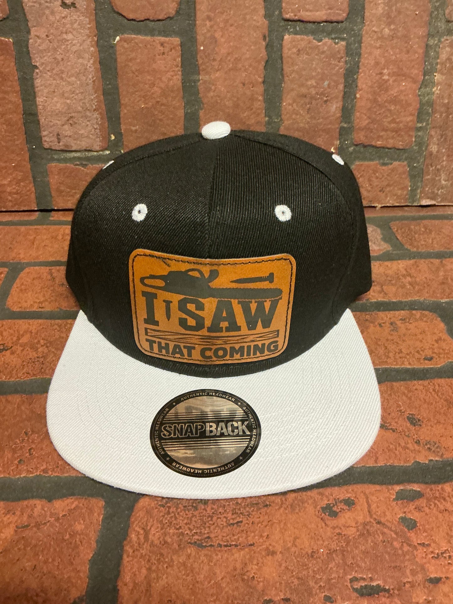 I saw that coming tree work, leather patch baseball hat