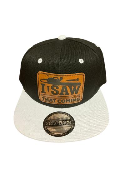 I saw that coming tree work, leather patch baseball hat