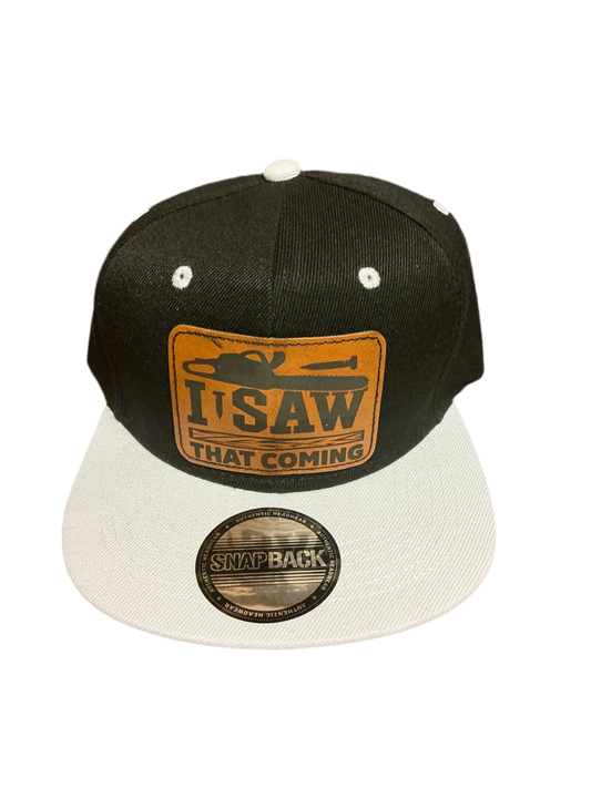 I saw that coming tree work, leather patch baseball hat