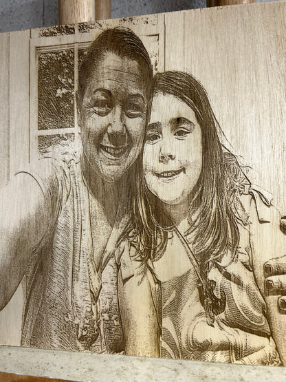 10x10 wood Custom photo engraving