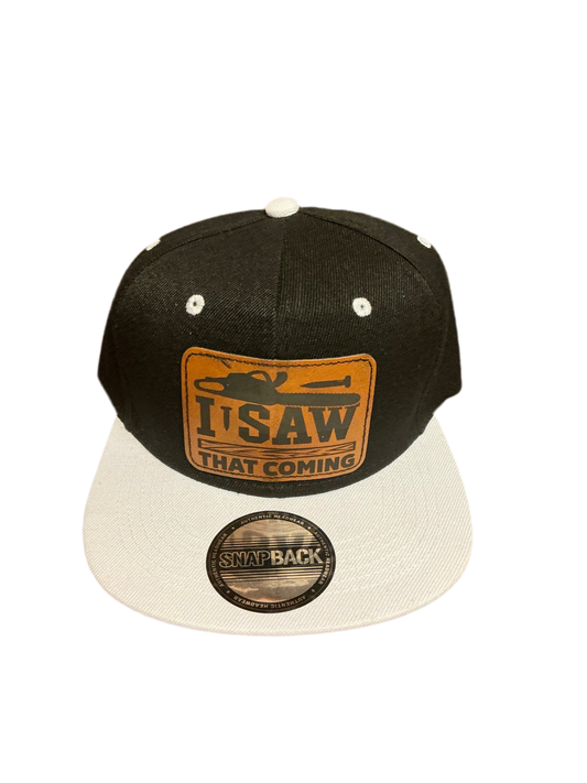 I saw that coming tree work, leather patch baseball hat