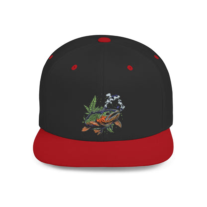 Fish-themed Flat Bill Snapback Hat - Perfect for Outdoor Enthusiasts