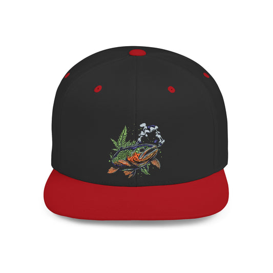 Fish-themed Flat Bill Snapback Hat - Perfect for Outdoor Enthusiasts