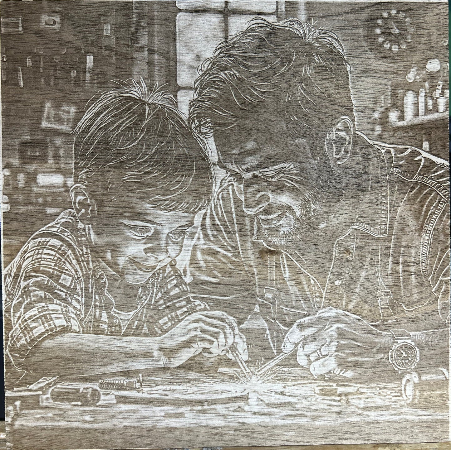 10x10 wood Custom photo engraving